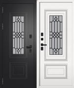 Входная дверь FlyDoors ШТОРМ ТЕРМО СП-11 Чёрный букле - Веллюто Бьянко