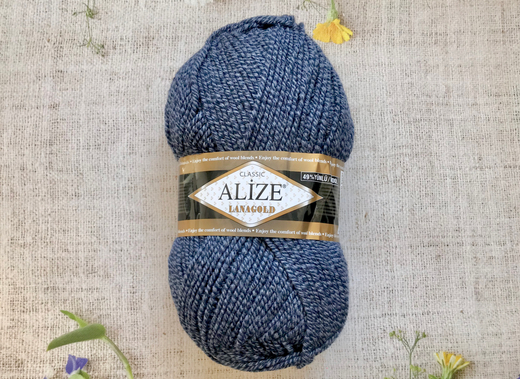 Пряжа ALIZE "Lana Gold Classic". 901 сине-голубой меланж