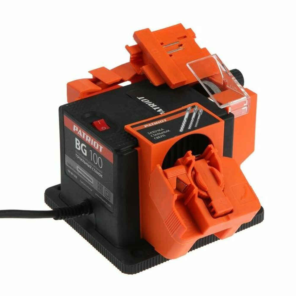 Точильный станок PATRIOT BG100, универсальный, защитный экран, 1350 об./мин., 8 мм