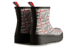 HUNTER Waterproof Rain Boots Women"s Black White Crackle
