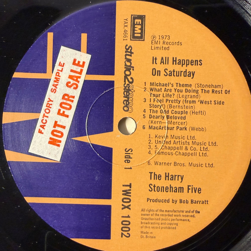 The Harry Stoneham Five ‎– It All Happens On Saturday (Англия 1973г.) Promo