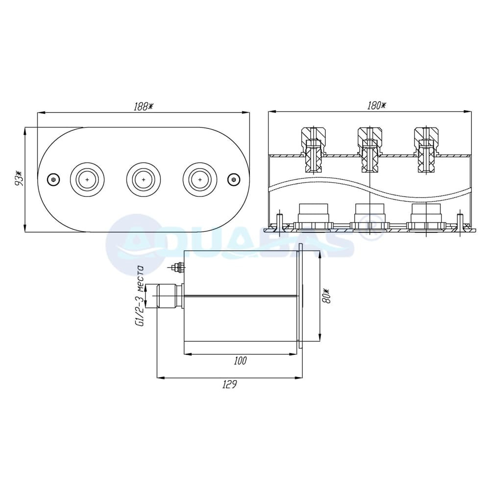 АД.02.3 Адаптер для трех сенсорных пьезокнопок ПК.01 плитка