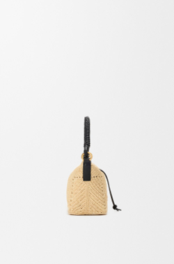 Loewe Мини-сумка Cala из телячьей кожи и рафии, натуральный/черный