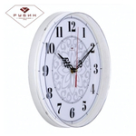 2524-124 Часы настенные круг d=25см, основание белое "Узор" "Рубин"