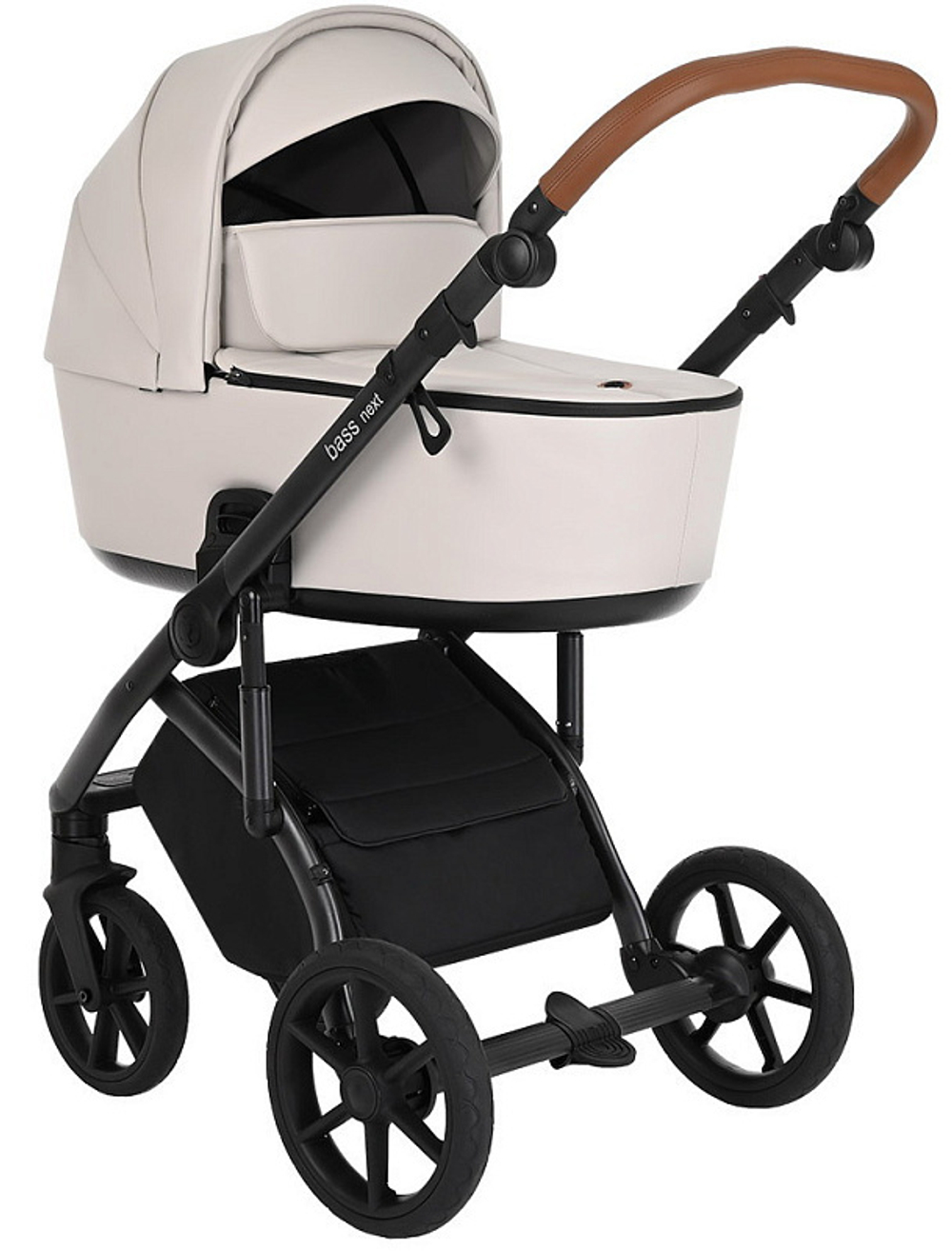 Детская коляска Roan Bass Next Кожа 3 в 1 с автокреслом Avionaut Silver Black RN084/1 Кожа Island Stone /Black