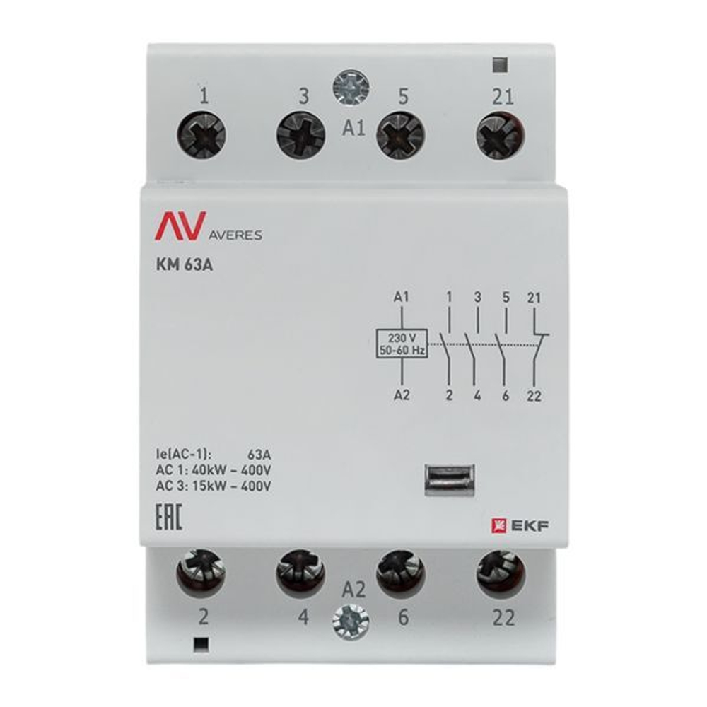 Контактор модульный EKF km-av-3-63-31-230V