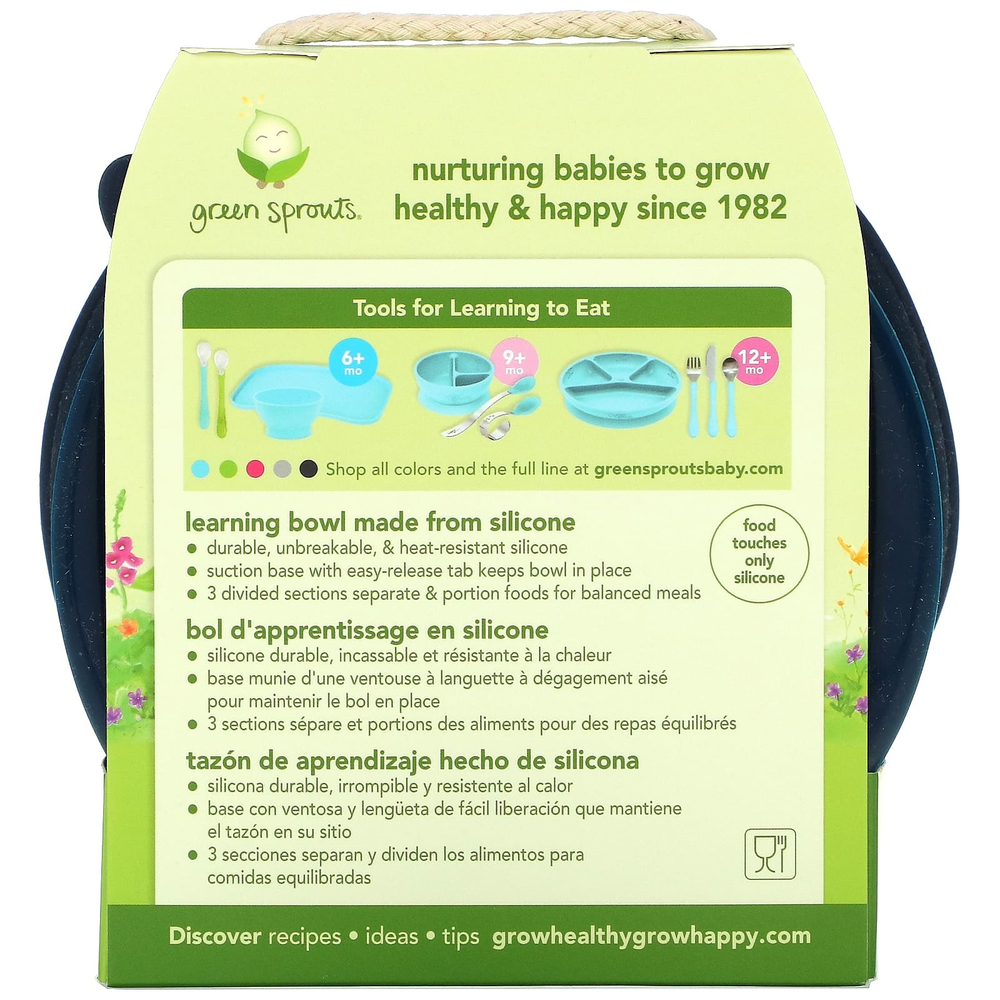 Green Sprouts, Learning Bowl, для детей от 9 месяцев, темно-синий, 1 миска