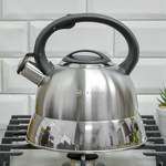 Чайник 3л нерж со свистком, индукция, бакелитовая ручка, Z-4521