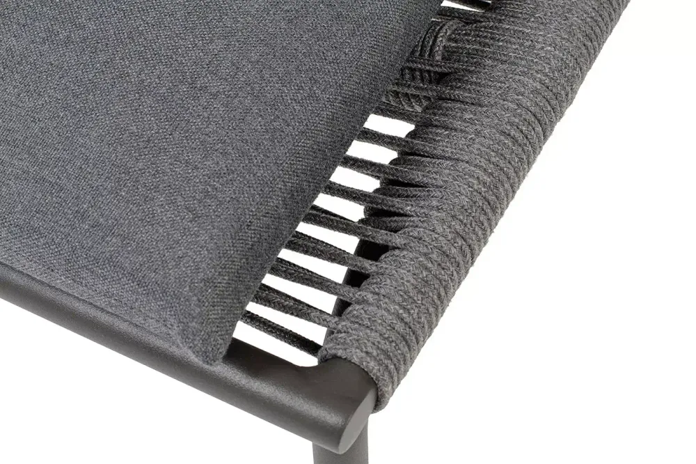 "Авиньон" кресло плетеное из роупа, каркас алюминий серый (RAL7022) муар, роуп серый круглый, ткань темно-серая 027