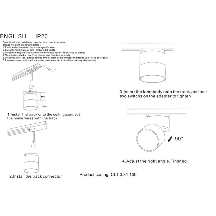 Трековый светодиодный светильник Crystal Lux CLT 0.31 130 WH