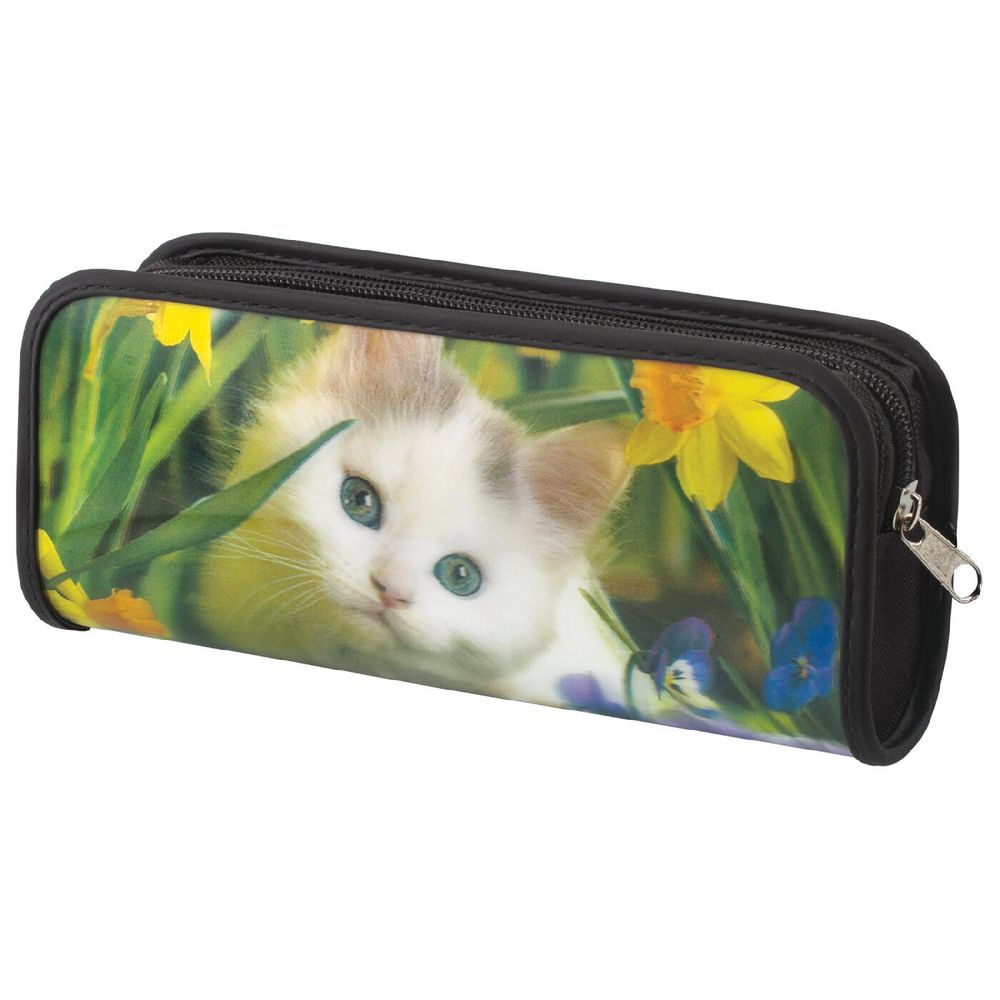 Пенал-косметичка BRAUBERG, с эффектом 3D, пластик, "Белый котенок", 22х10х5 см, 227310