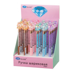 Ручка шариковая, автоматическая, Basir, синие чернила, серия "Зайчик", цветной корпус со стразами и подвеской, 24 шт