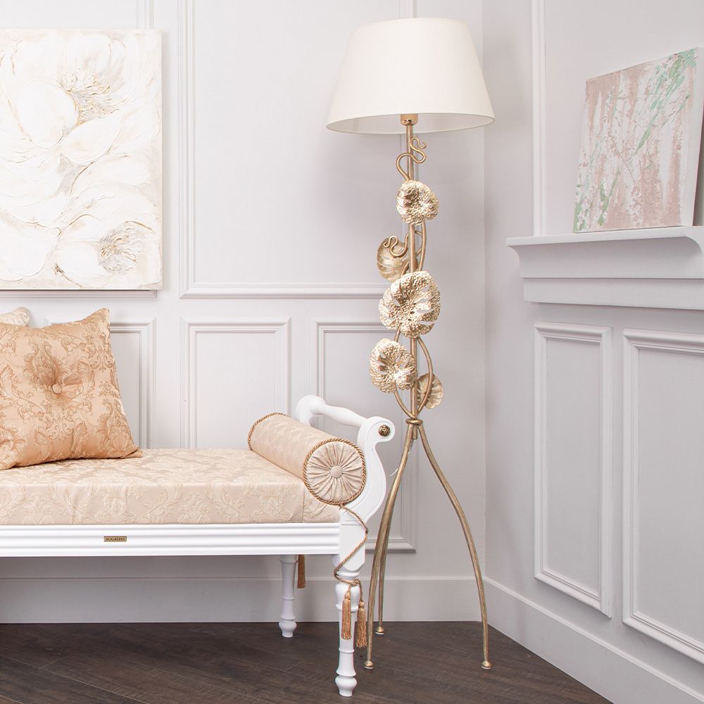 Светильник напольный торшер Monstera Deliciosa (Монстера) с абажуром Сити-2 Кремовый