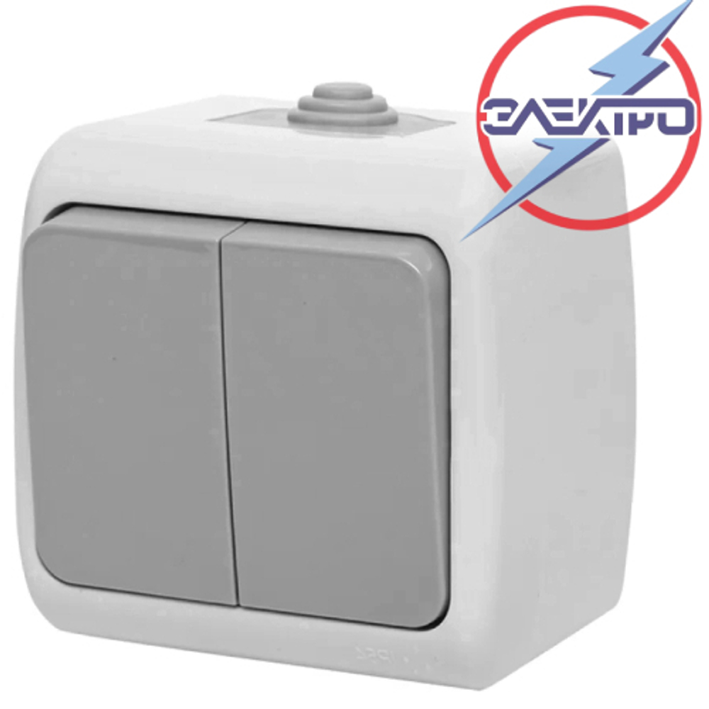 9104 Выключатель 2кл герметичный IP54 (серый) SILA