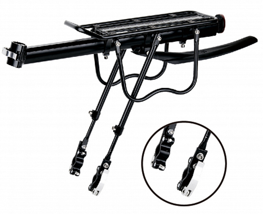 Багажник 24"-28" BLF-H27-5 STELS универсальный алюминиевый чёрный быстросъёмный с щитком колеса