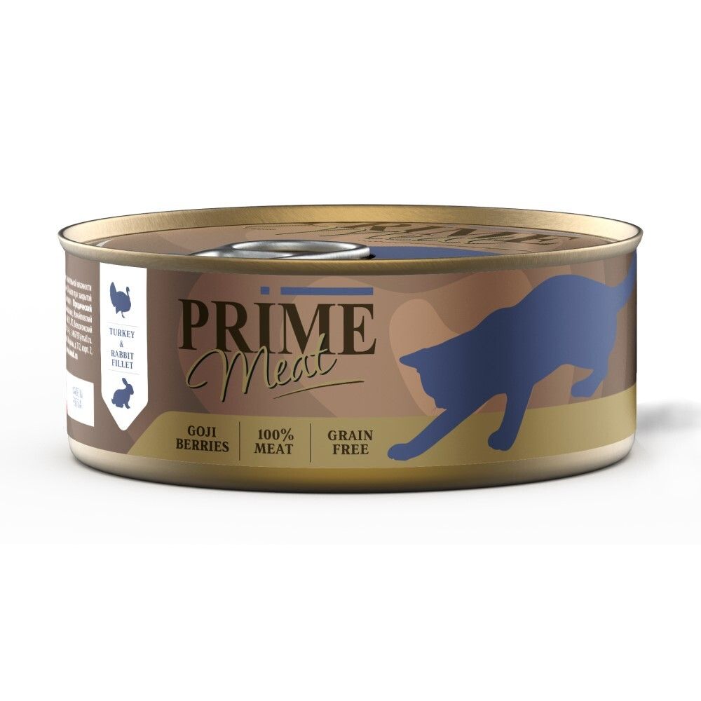 Prime Meat 100 г - консервы для кошек филе с индейкой и кроликом (желе)