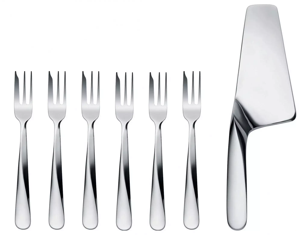 Alessi - Набор из 6 вилок Giro + лопаточка 25 см. / артикул   UNS03S7  / GTIN 8003299408092