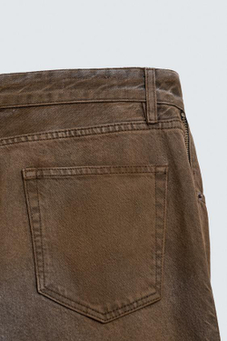 ZARA ДЖИНСЫ FLARE FIT С МОЛНИЯМИ, КОРИЧНЕВЫЙ