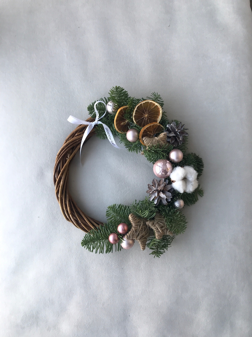 Мастер-класс РОЖДЕСТВЕНСКИЙ ВЕНОК на плетеной основе