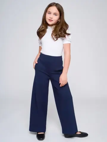 Брюки палаццо для девочки школьные на резинке