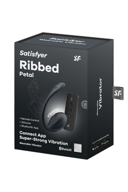 Виброяйцо Satisfyer Ribbed Petal Connect App с пультом ДУ, черное