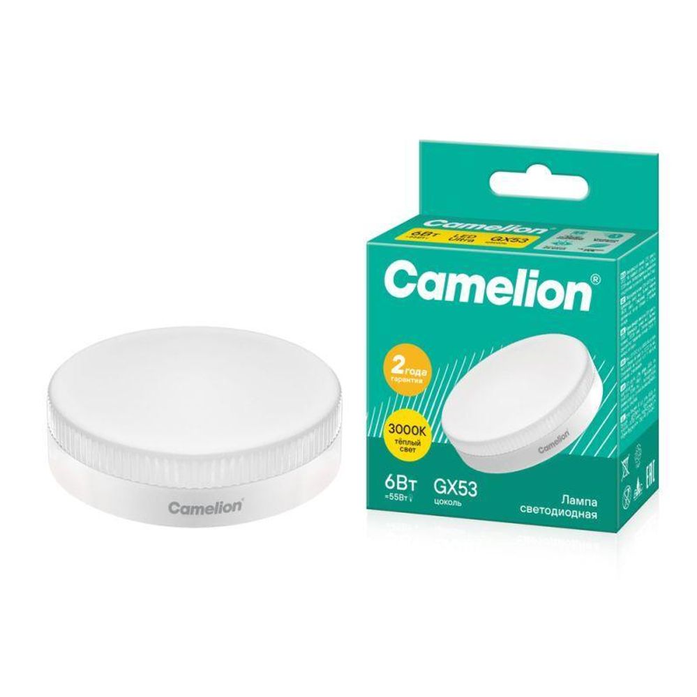 Лампа светодиодная LED6-GX53/830/GX53 6Вт 220В Camelion 13542 Лампа светодиодная LED6-GX53/830/GX53 6Вт 220В Camelion 13542