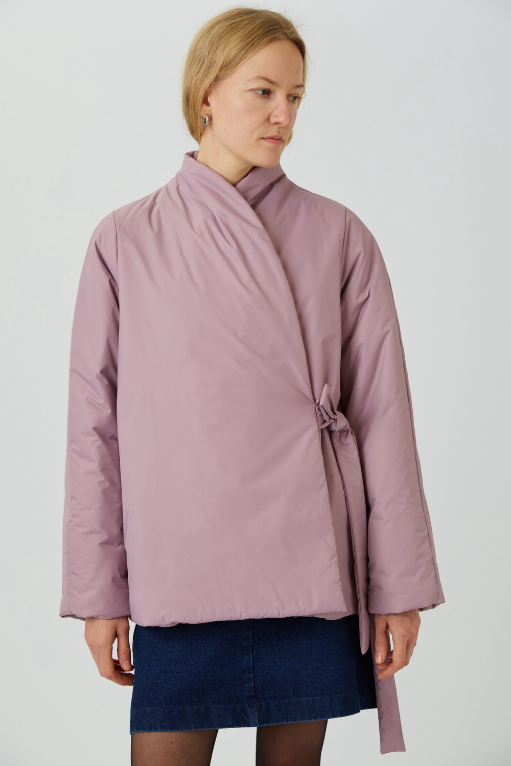 Зимняя куртка на запах из мембраны оттенка пыльной розы