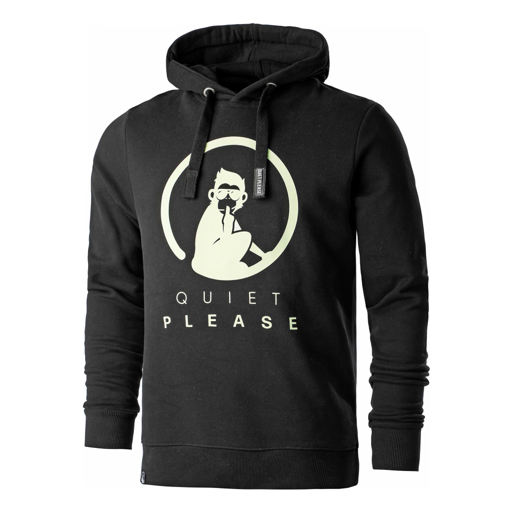 Мужская кофта теннисная Quiet Please Glow In The Dark Logo Hoody Men - Black, White
