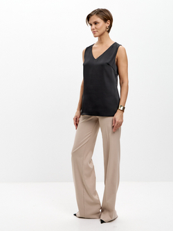 Черный атласный топ Лея