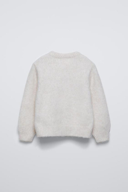 ZARA СВИТЕР С ЦВЕТАМИ, ЭКРЮ