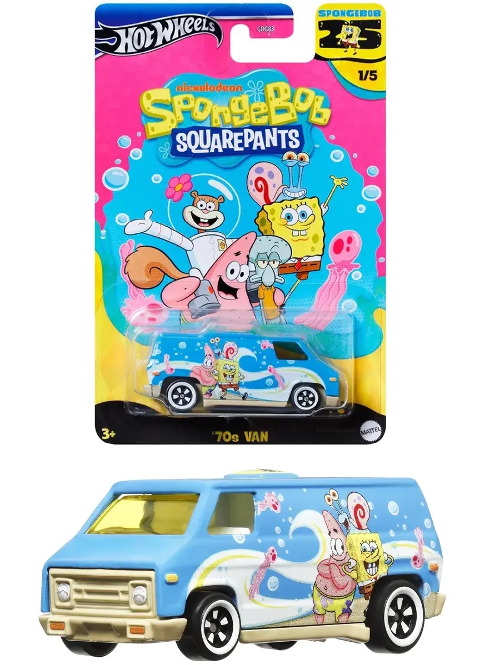 Машинка Хот Вилс Spongebob 70 s Van GDG83 HRV57