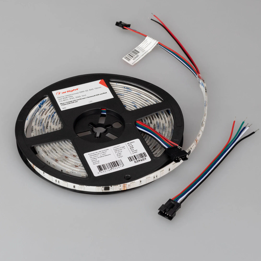 Светодиодная лента герметичная DMX-SE-B60-10mm 24V RGB-PX6 (14 W/m, IP65, 5m) (Arlight, -) 039607(1)