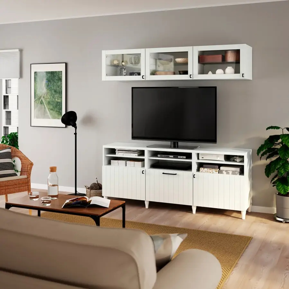 Тумба под телевизор - IKEA BESTÅ/BESTA, 180x42x192 см, белый, Бесто ИКЕА