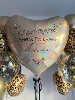 Набор воздушных шаров с стиле леопард черны/хром золото №3208