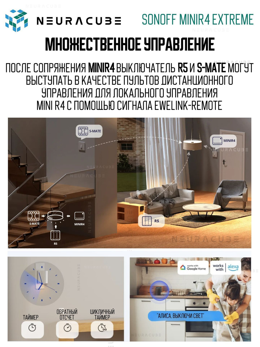 WiFi Реле Sonoff MINIR4 Extreme, 10А/2200Ватт (Работает с Алисой)