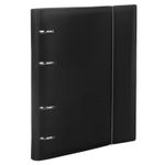 Тетрадь на кольцах А5 (175х220 мм), 120 л., пластиковая обложка, клетка, с фиксирующей резинкой, BRAUBERG, черная, 403568