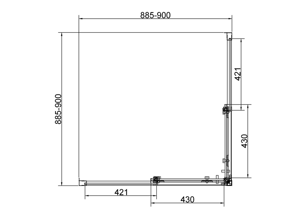 Душевой уголок Слим 8мм (Slim 8mm) Vincea VSS-4SL900CL, 900*900, хром, стекло прозрачное