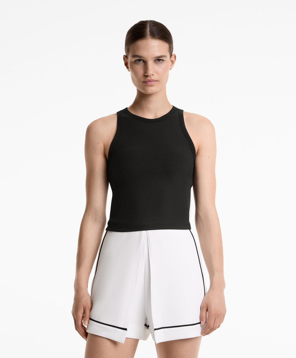 Oysho Топ из смесового модала в рубчик, черный