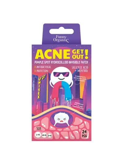 [FUNNY ORGANIX] Гидроколлоидные точечные патчи-невидимки для лица с салициловой кислотой и ментолом Invisible Hydrocolloid Spot Patches Salicylic Acid+Mentol, 24шт