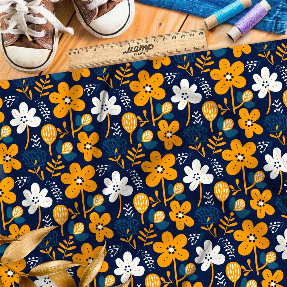 Ткань премиум бифлекс фантазийный сад