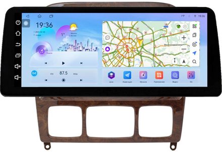 Магнитола для Mercedes-Benz S W220 1998-2005 (рамка дерево) - FarCar монитор 12.3" 2K QLED на Android 14, TS10, CarPlay, 4G SIM-слот