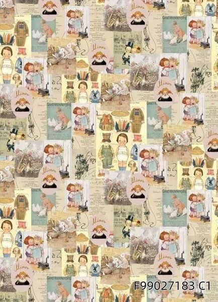 ВИНТАЖНЫЕ КУКЛЫ #1, 100% хлопок, ширина 110 см отрез 95 см 4