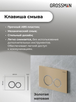 Комплект 2 в 1: Grossman инсталляция Galaxy 900.K31.01.000+клавиша смыва 700.K31.01.310.310 золото матовый, 2 места
