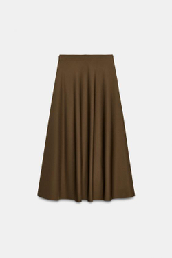 ZARA ДЛИННАЯ ЮБКА ZW COLLECTION LIMITED EDITION, ТЕМНЫЙ ХАКИ