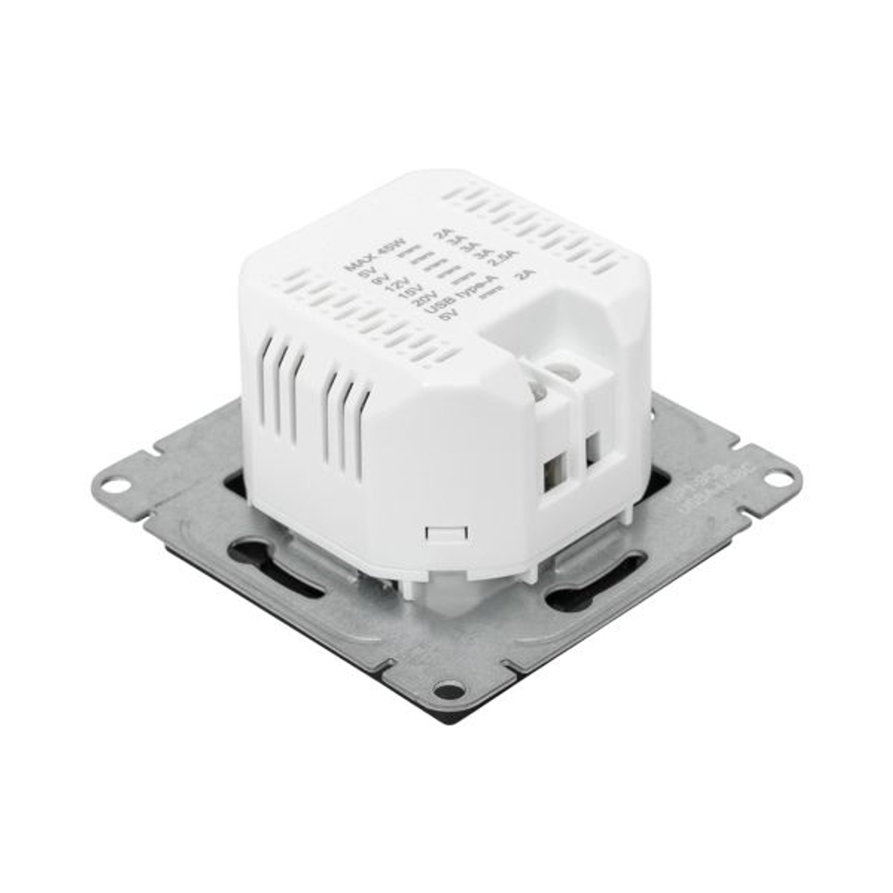 Механизм розетки USB-A+С, чёрный Эпика EKF