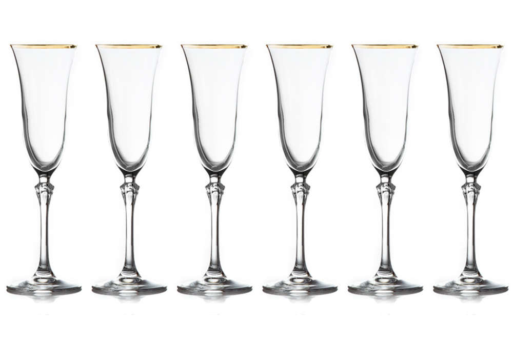 Набор бокалов для шампанского 6шт 150мл Le Stelle Gemma золото