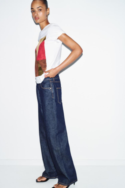 ZARA ФУТБОЛКА С МЕТАЛЛИЗИРОВАННЫМ ПРИНТОМ, БЕЛЫЙ