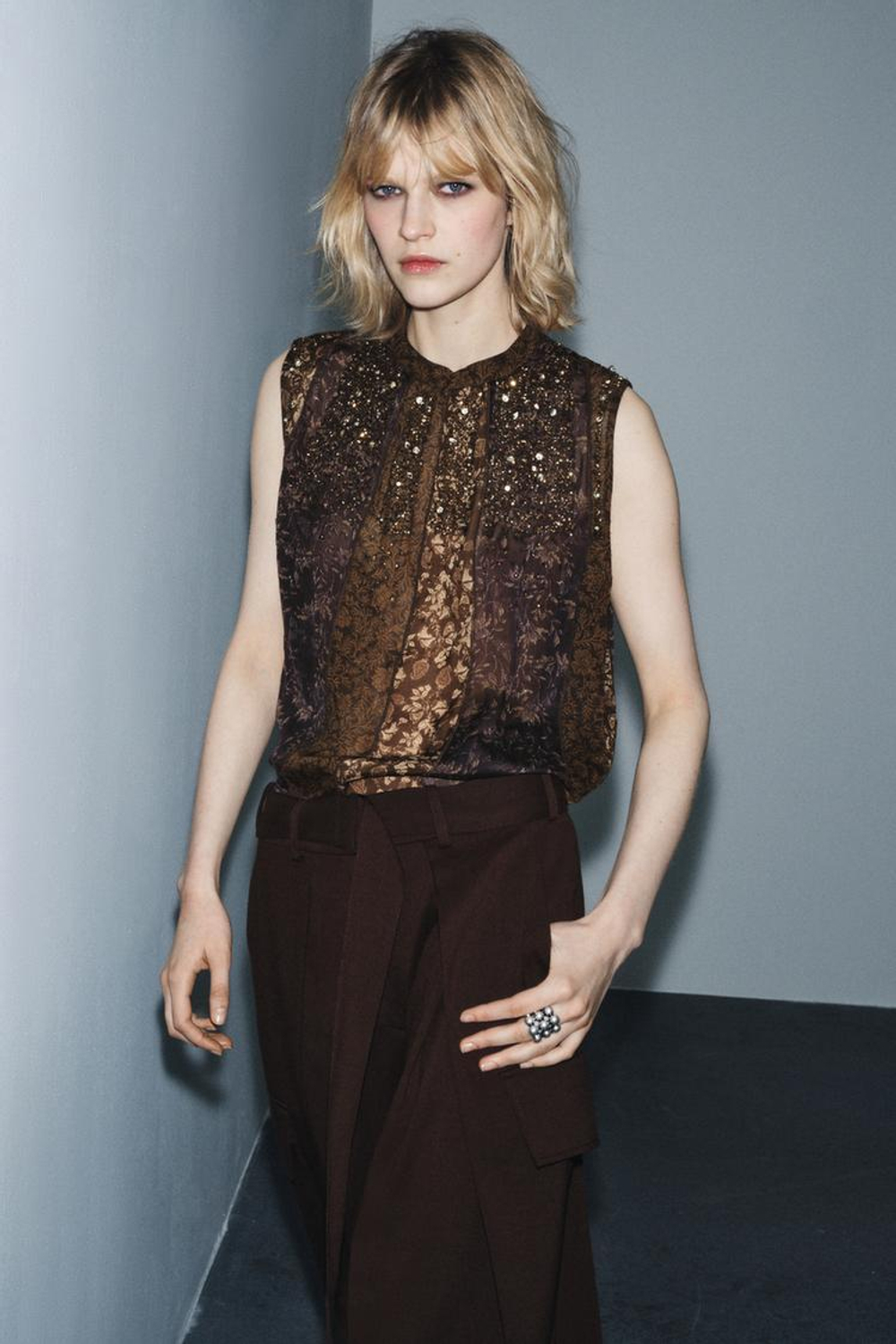 ZARA ТОП В СТИЛЕ ПЭЧВОРК — ZW COLLECTION, РАЗНОЦВЕТНЫЙ