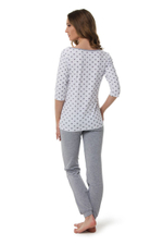 Пижама Stars с принтом в виде звезд на футболке (Размер: L) (Цвет: белый с серым)