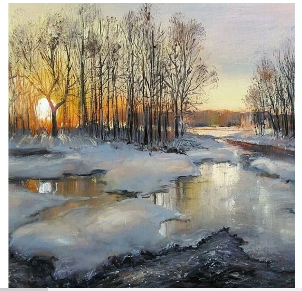 Картина по номерам 40*50см "Зима-закат" (Lori)